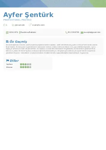 Pastacı Cv Örnekleri cv indir